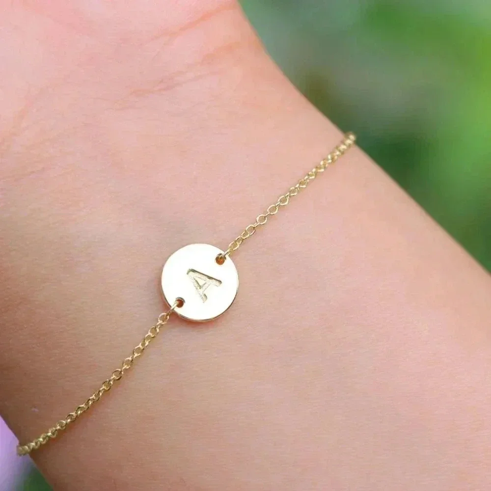 ENGRAVED PERSONALIZED❤️CHARM - A to Z GOLD INITIAL BRACELET GIRL TEEN, ELDM22240 - Picture 11 of 12